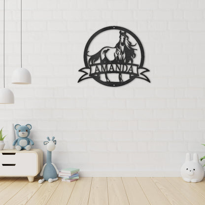Majestic Horse Monogram - Steel Sign