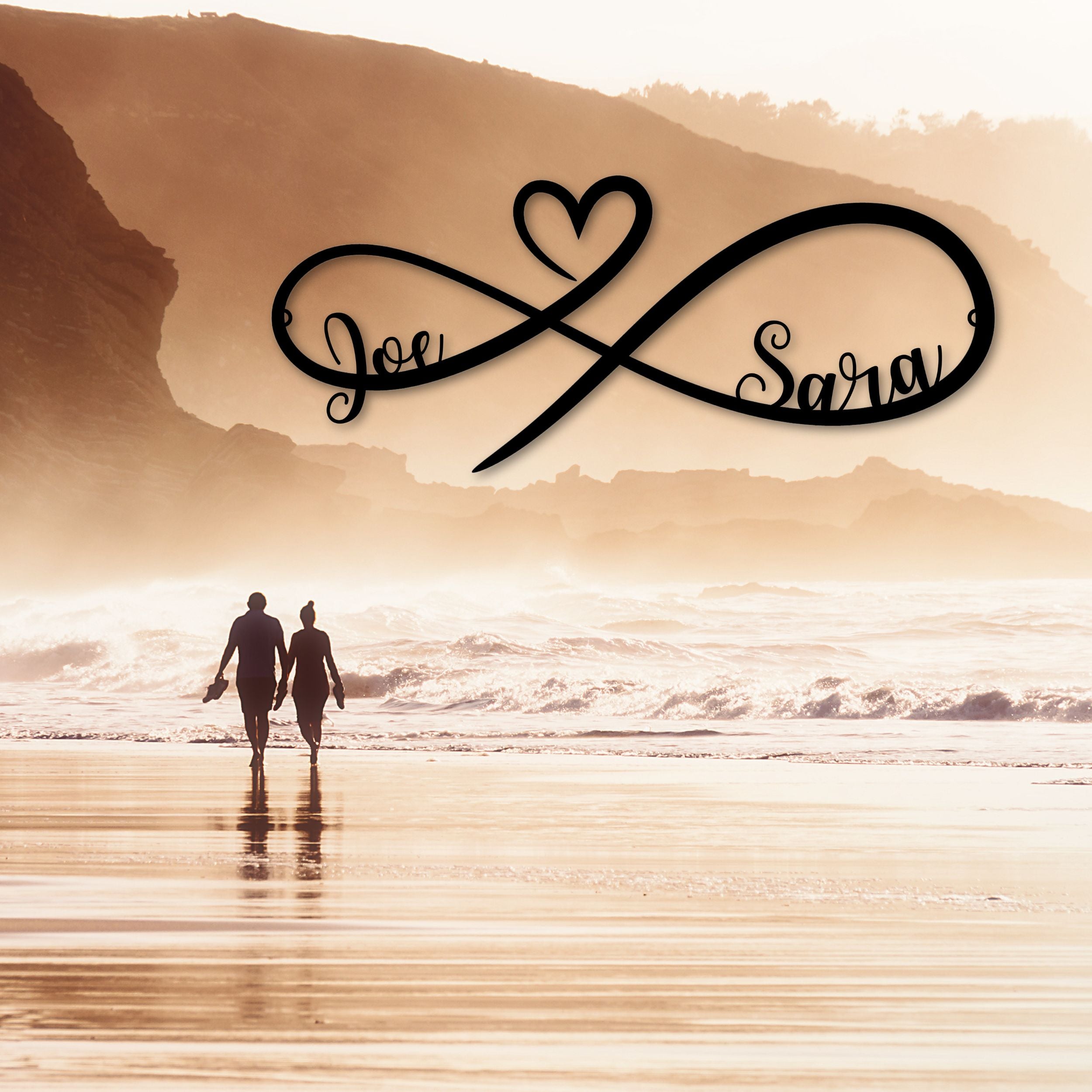 Infinity Heart Monogram - Metal Sign
