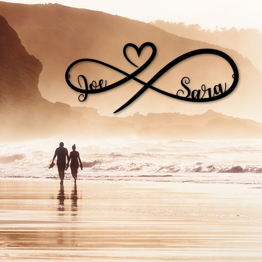Infinity Heart Monogram - Metal Sign
